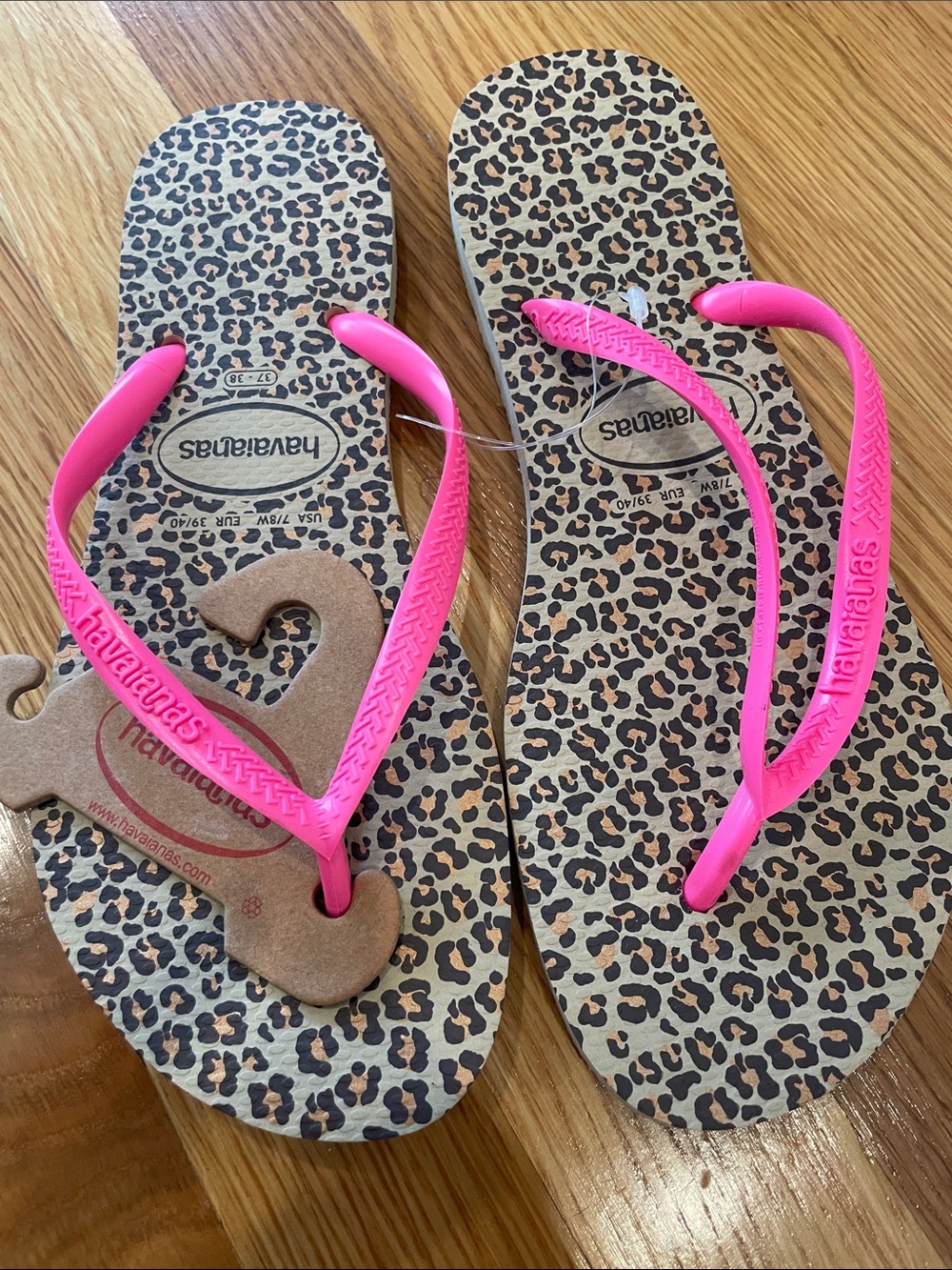 Havaianas Leopard Print Sandals with Hot Pink Straps